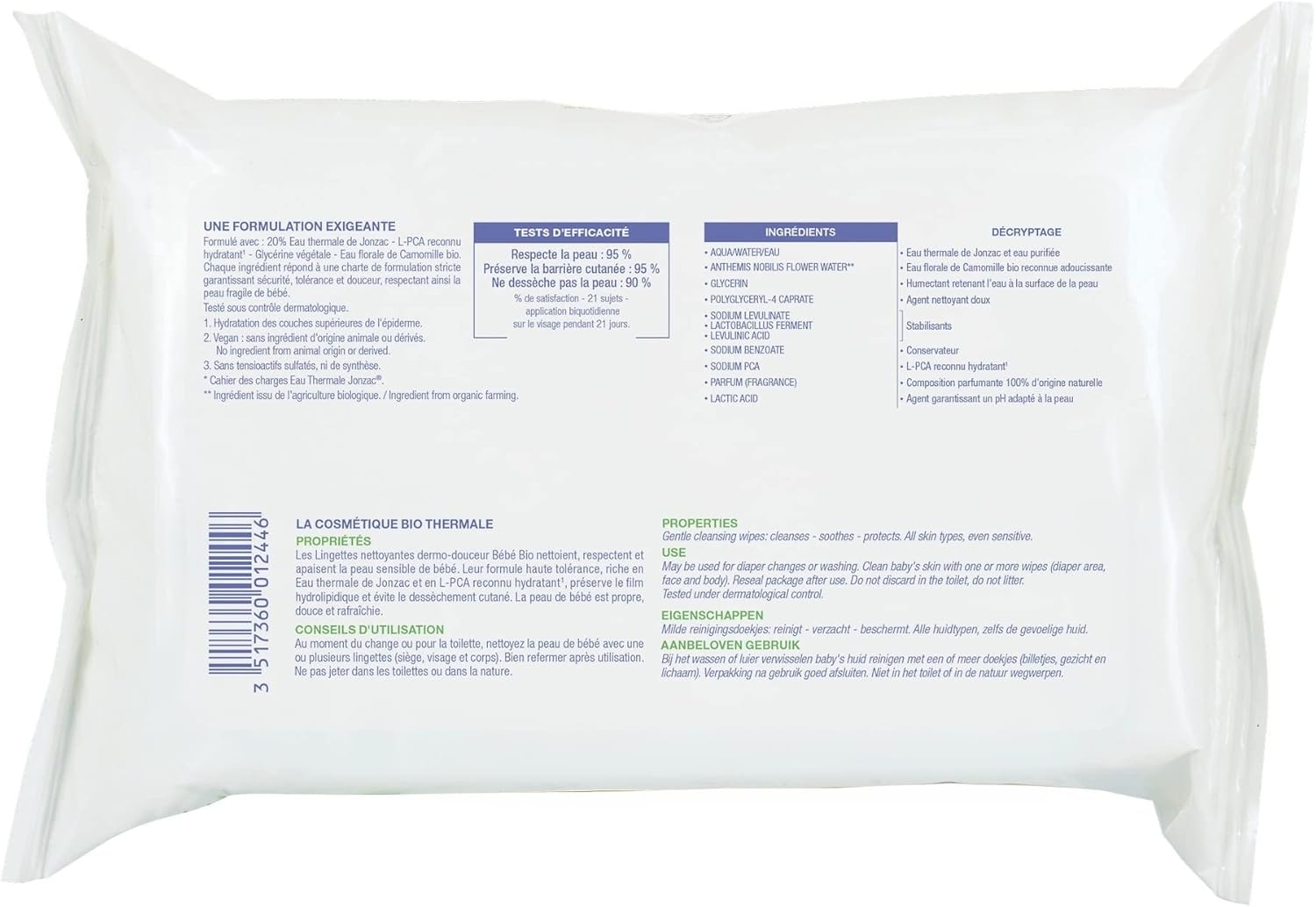 Eau Thermale Jonzac Organic Dermo-Douceur Cleansing Wipes