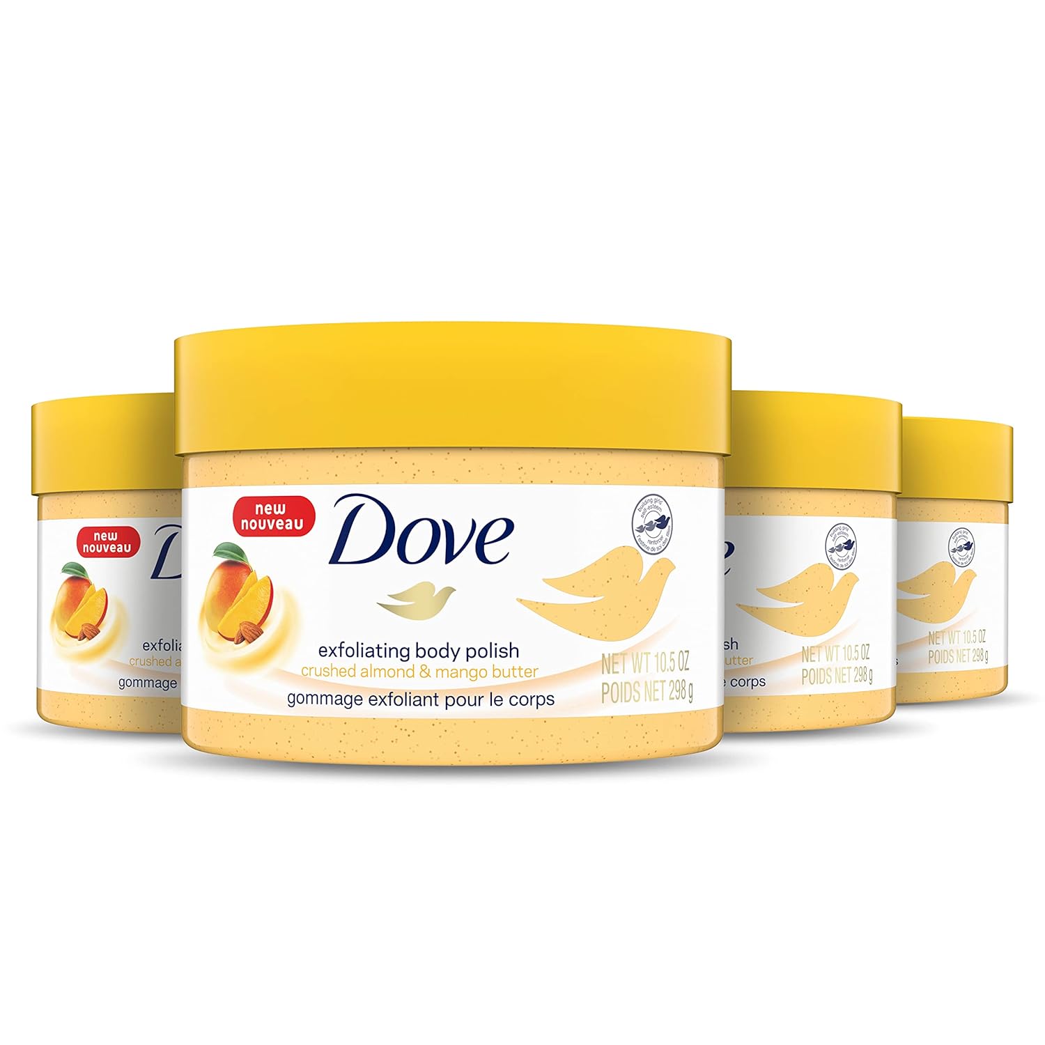 Dove Scrub For Silky Skin Oatmeal & Calendula Oil Body Scrub Exfoliates & Gives Lasting Nourishment 10.5 Oz 4 Count