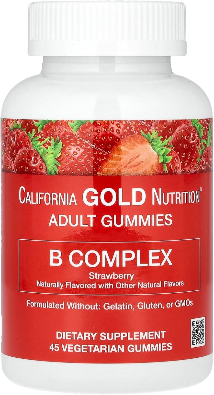 Vitamin B Complex Gummies, B6, Biotin, Folate, Niacin, B12, Natural Strawberry Flavor, Vegetarian, 45 Gummies