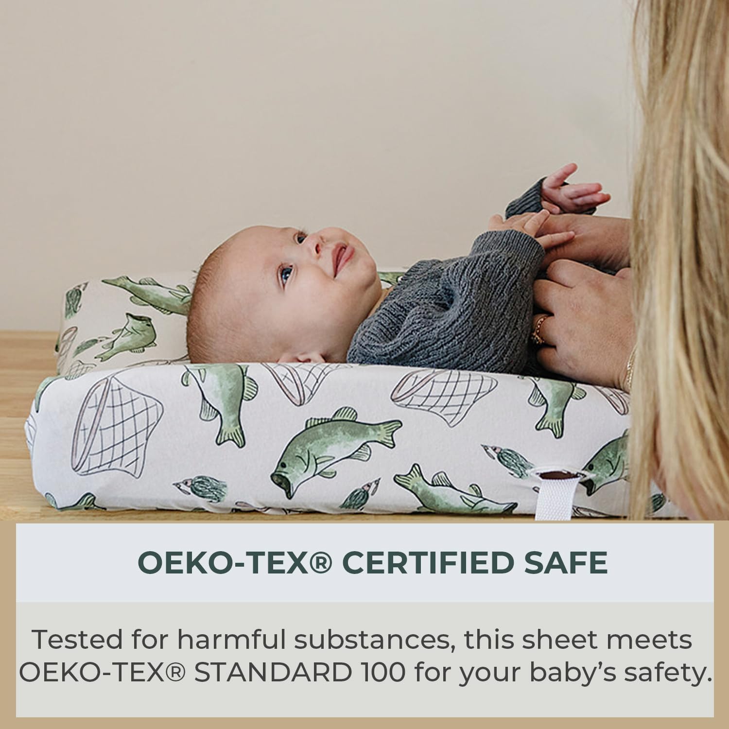 Pobibaby - 2 Pack Premium Changing Pad Cover - Ultra-Soft Jersey Knit, Stylish Ocean Pattern, Safe And Snug For Baby (Gone Fishing)