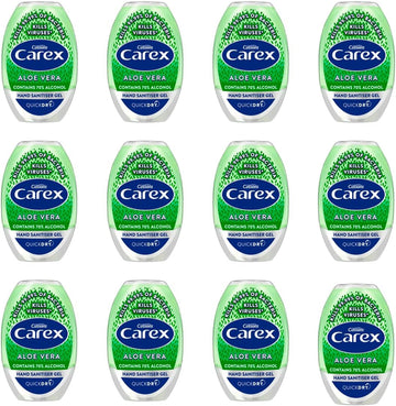Carex Aloe Vera Antibacterial Hand Sanitiser Gel, Anti Viral Action, 70 Percent Alcohol, Cleans, Cares And Protects, Bulk Buy, Pack Of 12 X 50 Ml