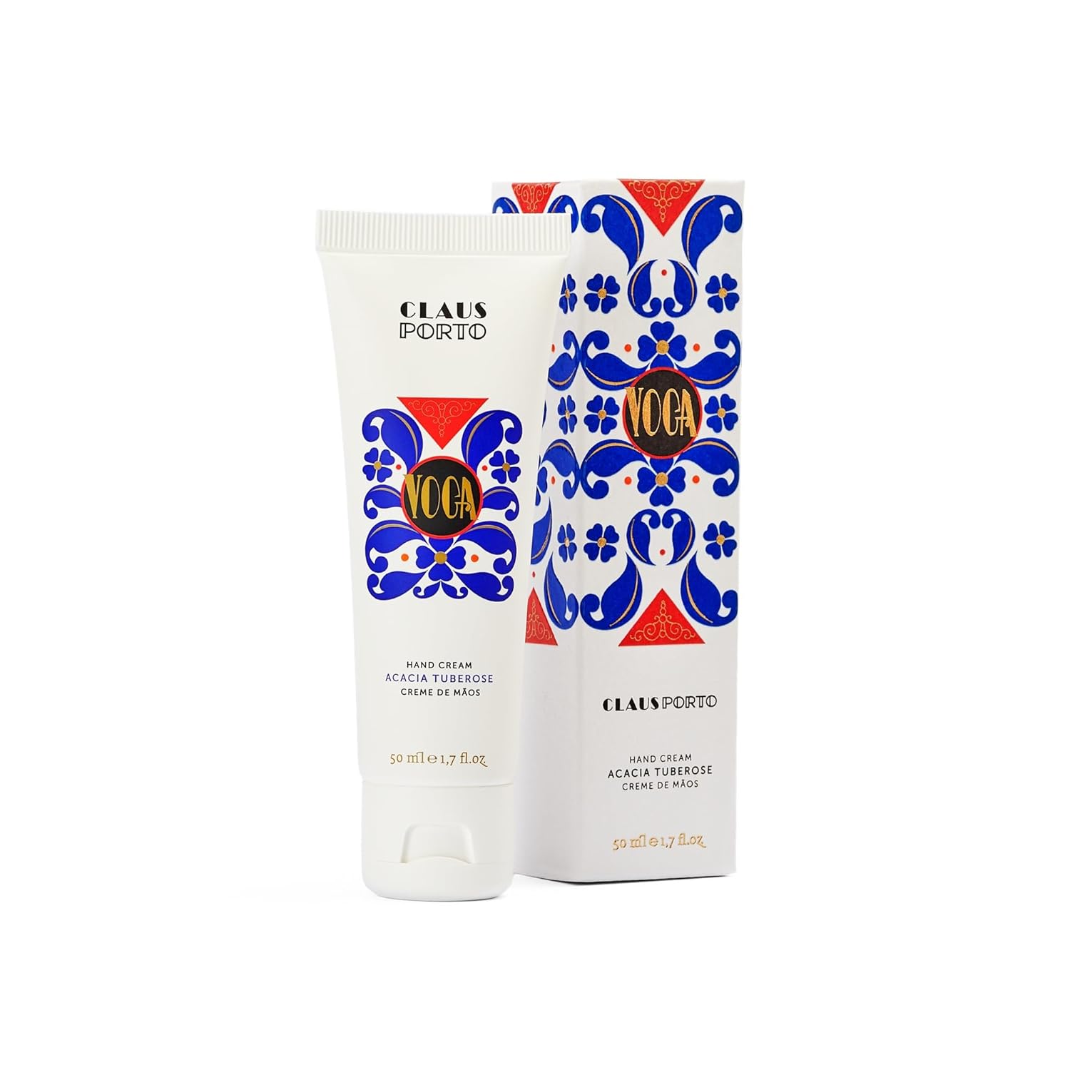 Claus Porto - Voga Acacia Tuberose Hand Cream | Silky, Fast-Absorbing, Nourishing | Softens Cuticles | Restorative, Aromatic, Fresh (50G | 1.7 Oz)