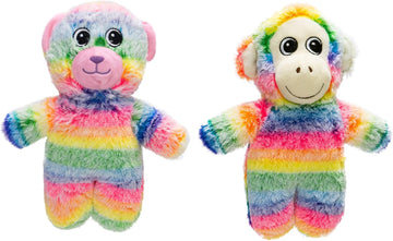Pet Factory Logical Pet Rainbow Squeaky Plush Dog Toy, Randomly Selected - Bear Or Monkey, One Size
