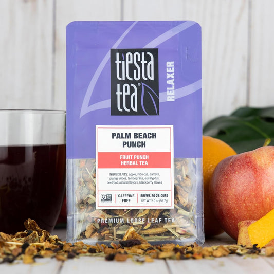 Tiesta Tea - Palm Beach Punch | Fruit Punch Herbal Tea | Premium Loose Leaf Tea Blend | Non-Caffeinated Herbal Tea | Make Hot Or Iced Tea & Brews Up To 25 Cups - 2 Ounce Resealable Pouch