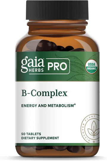 Gaia Herbs Pro Organic B-Complex - For Overall Health & Wellness - With Vitamin B12, Vitamin B6, Niacin, Bromelain, Biotin & More - 50 Vegan Tablets (25 Servings)