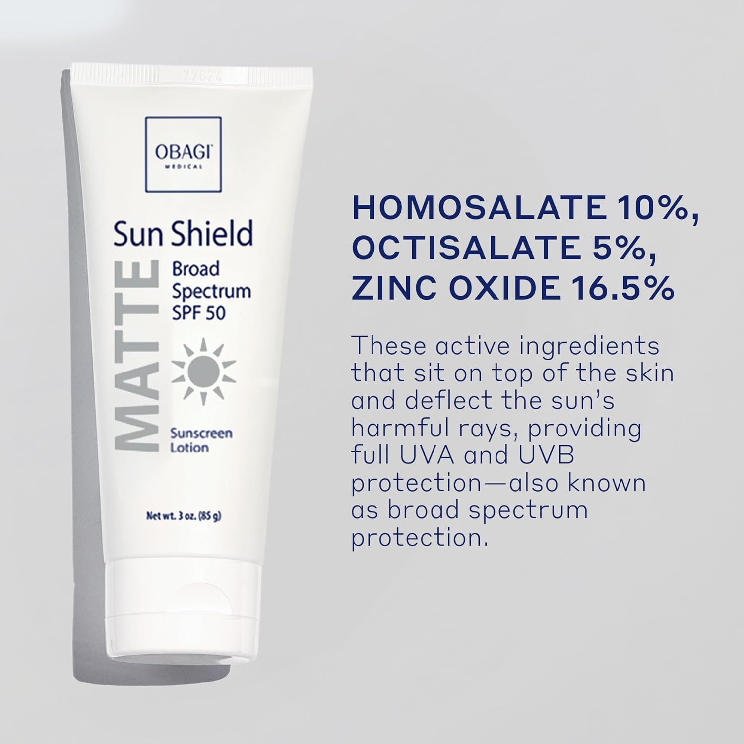 Obagi Sun Shield Matte Broad Spectrum SPF 50 Sunscreen, 3 oz Pack of 1 : Beauty & Personal Care