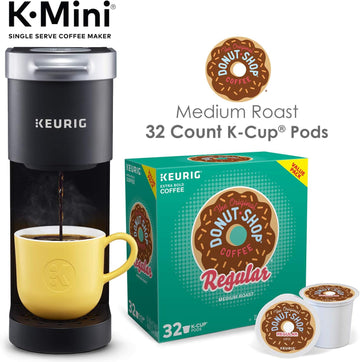 Keurig K-Mini Single Serve Coffee Maker With Donut Shop Coffee Pods, 32 Count