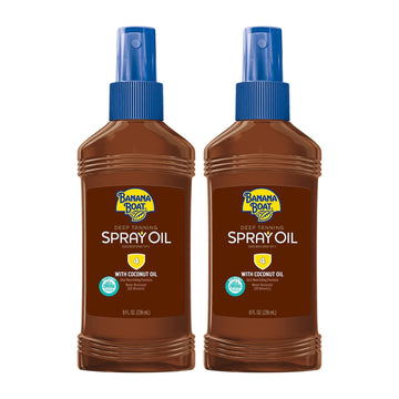 Banana Boat Deep Tanning Oil Pump Spray Sunscreen Spf 4 Twin Pack | Tanning Sunscreen Spray, Dark Tanning Oil, Spf Tanning Oil, Outdoor Tanning Oil Spf 4, Oxybenzone Free Sunscreen, 8Oz Each