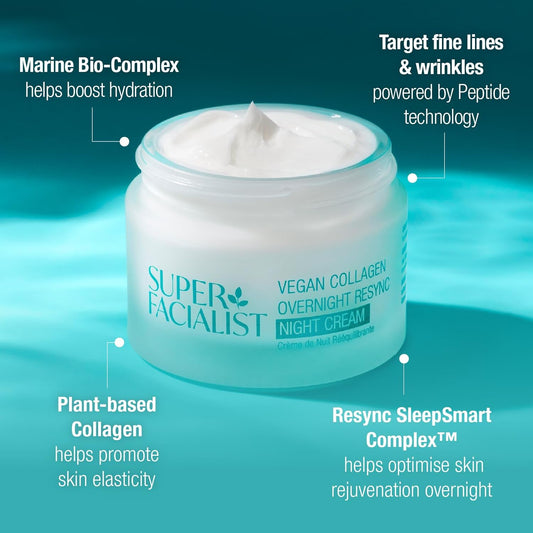 Super Facialist Vegan Collagen Plumping Serum - Hyaluronic Acid, Seaweed, Copper And Hibiscus Extract, Firming, Smoothing & Plumping, Face Cream For Youthful Skin, 30Ml
