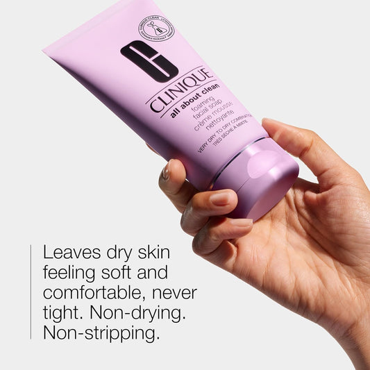 Clinique All About Clean Foaming Face Soap With Hyaluronic Acid + Glycerin For Very Dry To Dry Combination Skin Types, 5 Fl Oz