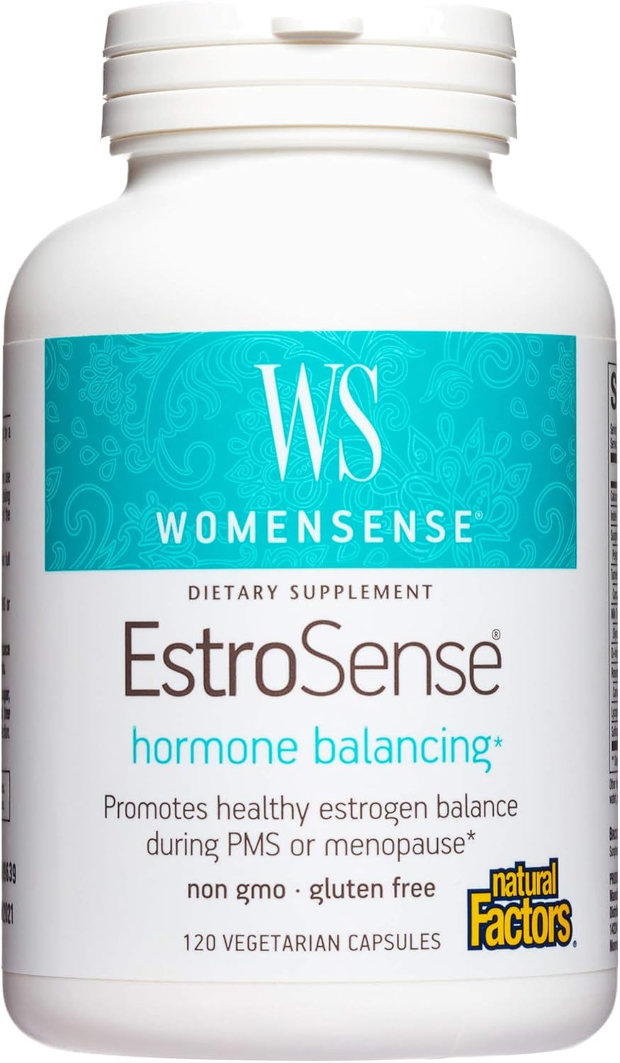 WomenSense EstroSense by Natural Factors, Natural Supplement to Support Estrogen and Hormone Balance During PMS or Menopause, Vegan, Non-GMO, 120 Capsules