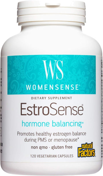 WomenSense EstroSense by Natural Factors, Natural Supplement to Support Estrogen and Hormone Balance During PMS or Menopause, Vegan, Non-GMO, 120 Capsules