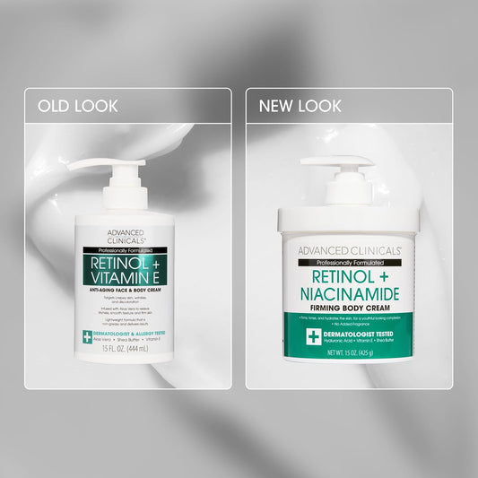 Advanced Clinicals Retinol Body Lotion, Firming & Anti-Aging Moisturizer For Crepey Skin, 15 Oz Retinol Face & Body Cream