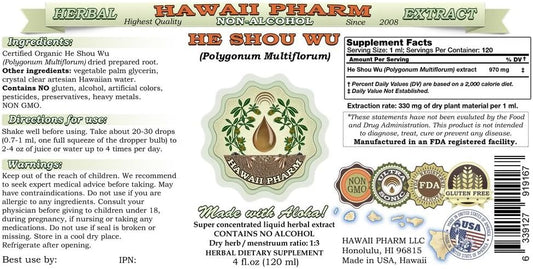 He Shou Wu Alcohol-Free Liquid Extract, He Shou Wu, Fo Ti (Polygonum Multiflorum) Prepared Root Glycerite Herbal Supplement 2x2 oz
