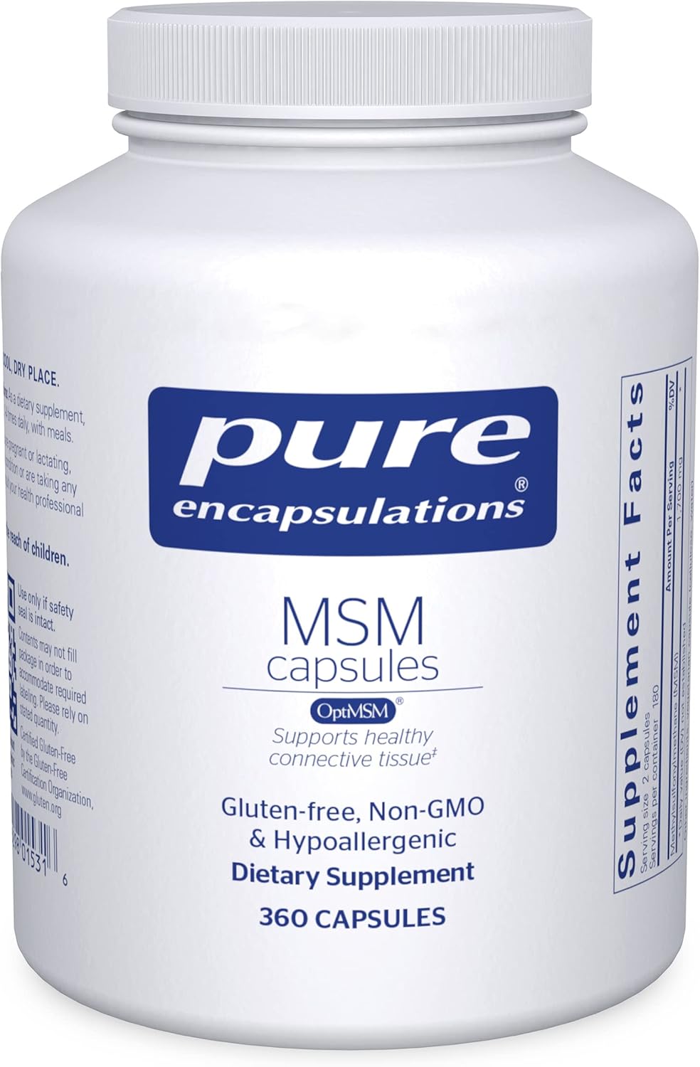 Pure Encapsulations Msm Capsules | Sulfur Supplement To Support Joints, Immune System, Connective Tissue, And Respiratory Health* | 360 Capsules