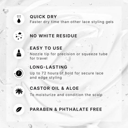 Red By Kiss Styler Fixer Lace Holding Gel, Long Lasting 72-Hr Wear, Quick-Dry Formula For Seamless Lace Application, Scalp Protection & Conditioning (Ultimate Hold, 4 Fl Oz)