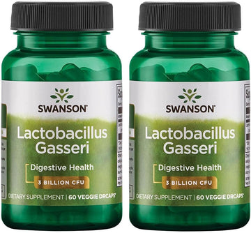 Swanson Lactobacillus Gasseri - Probiotic Supplement Supporting Digestive Health with 3 Billion CFU - Design-Release Satiety & Fat Metabolism Support - (60 Veggie Capsules) 2 Bottles