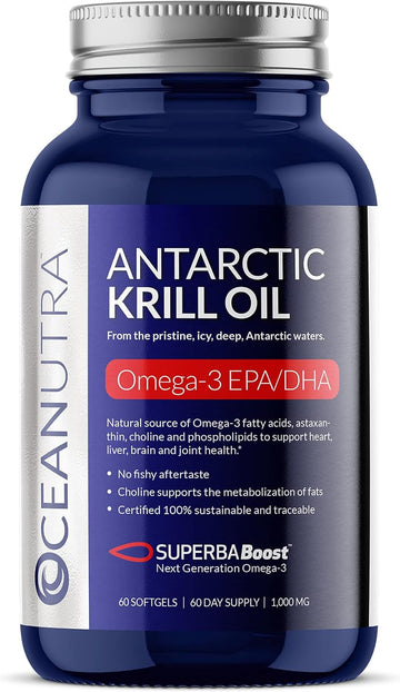 100% Pure Organic Krill Oil 1000Mg, 60-Day, Omega 3, Highest Concentration 56% Phospholipids, Wild Caught, Sustainable Antarctic Superbaboost, Astaxanthin,Omega Xl, Heart, Joint, Skin Care,No Fish Oil