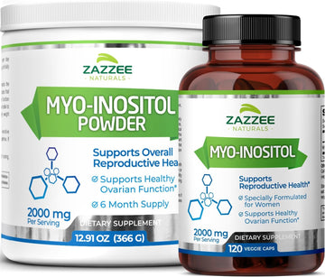 Zazzee Myo-Inositol Capsules And Myo-Inositol Powder, 100% Pure, Premium Grade, Vegan, Non-Gmo And All Natural