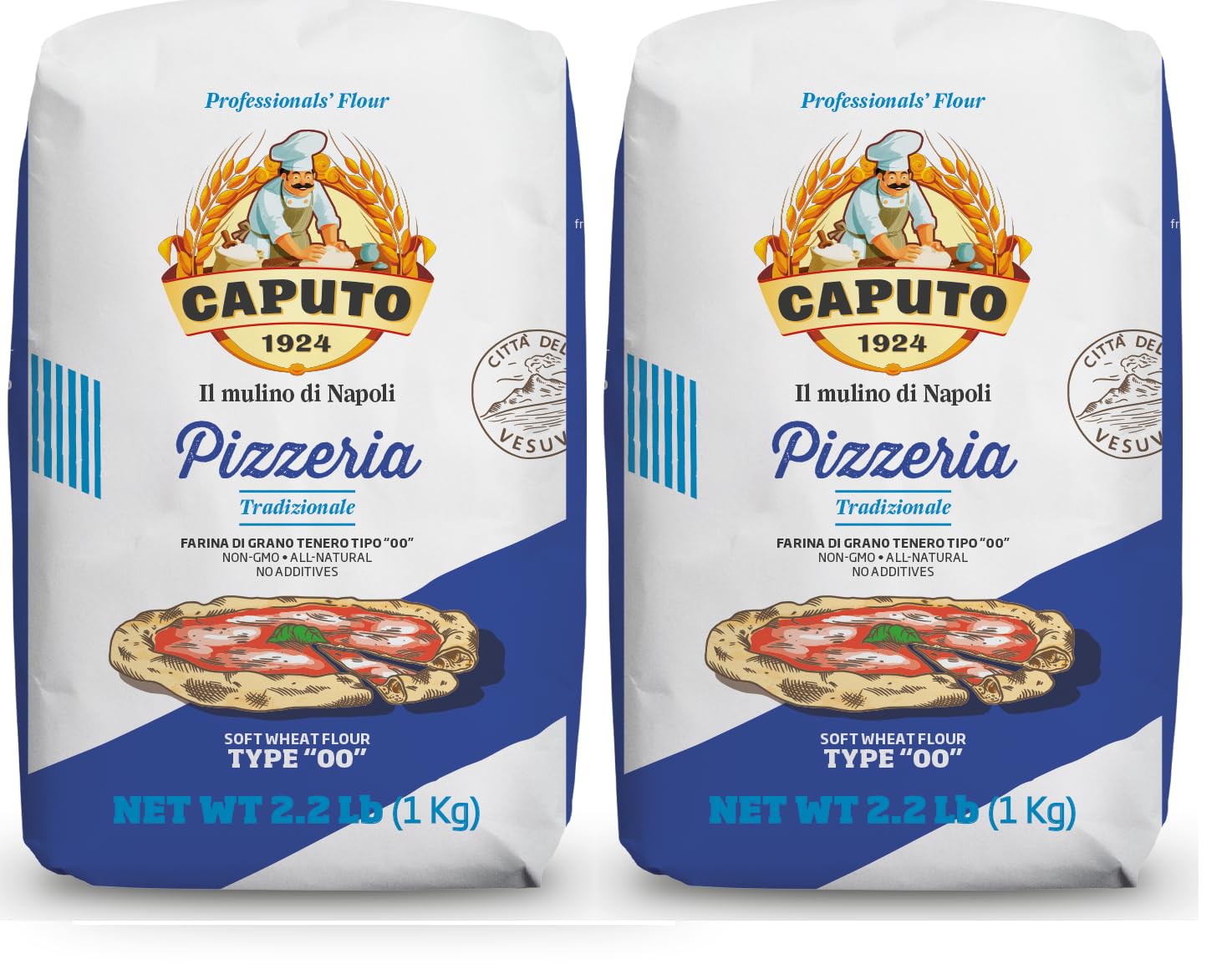 Antimo Caputo Pizzeria 00 Flour (Blue) 2.2 Lb - Pack Of 2 (Total 4.4 Lbs)