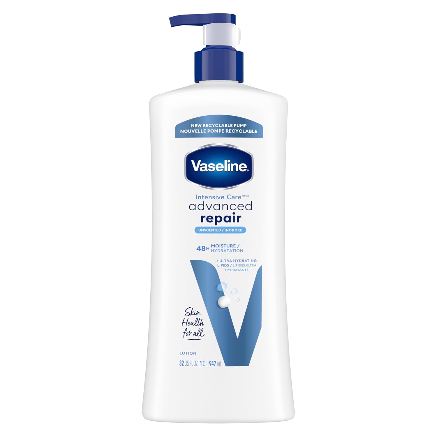 Vaseline Intensive Care Body Lotion Advanced Repair Unscented For Dry Skin Lotion Made With Ultra-Hydrating Lipids + Vaseline Jelly To Repair Extremely Dry Skin 32 Oz