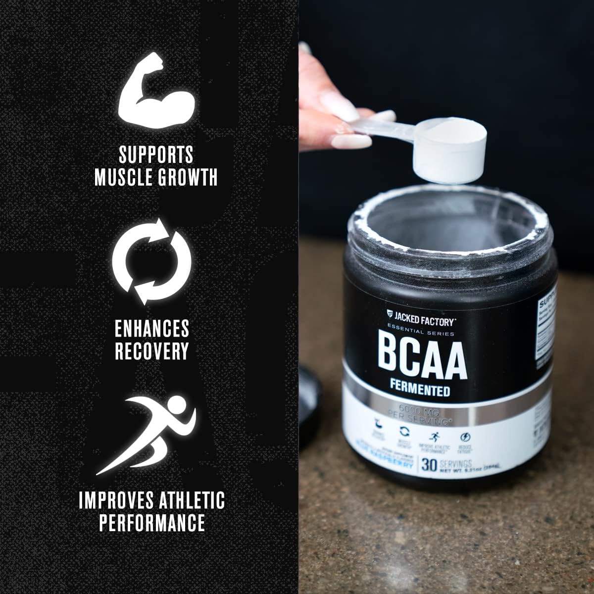 BCAA Powder (Fermented) - 6g Branched Chain Essential Amino Acid Supplement for Improved Muscle Recovery, Reduced Fatigue, Increased Strength, and Muscle Growth - 30 Servings, Fruit Punch : Health & Household