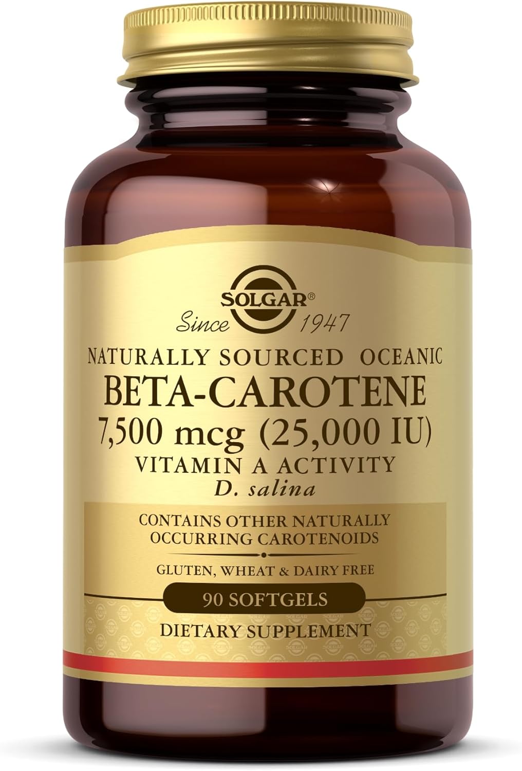 Solgar Oceanic Beta-Carotene 25,000 Iu - 90 Softgels - Potent Antioxidant - 100% Natural Pro-Vitamin A - Gluten Free, Dairy Free - 90 Servings