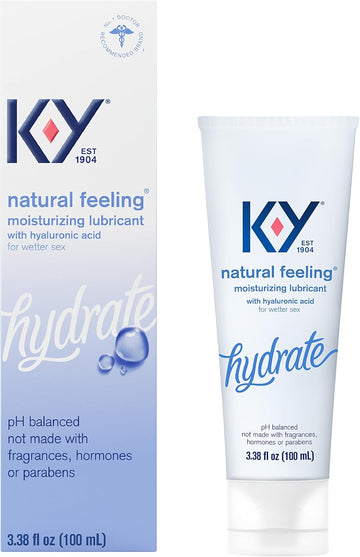 K-Y Water Based Lube Natural Feeling 3.38 Fl Oz Personal Lubricant For Adult Couples, Men, Women, Vaginal Moisturizer, Ph Balanced, Hormone & Paraben Free, Latex Condom Compatible