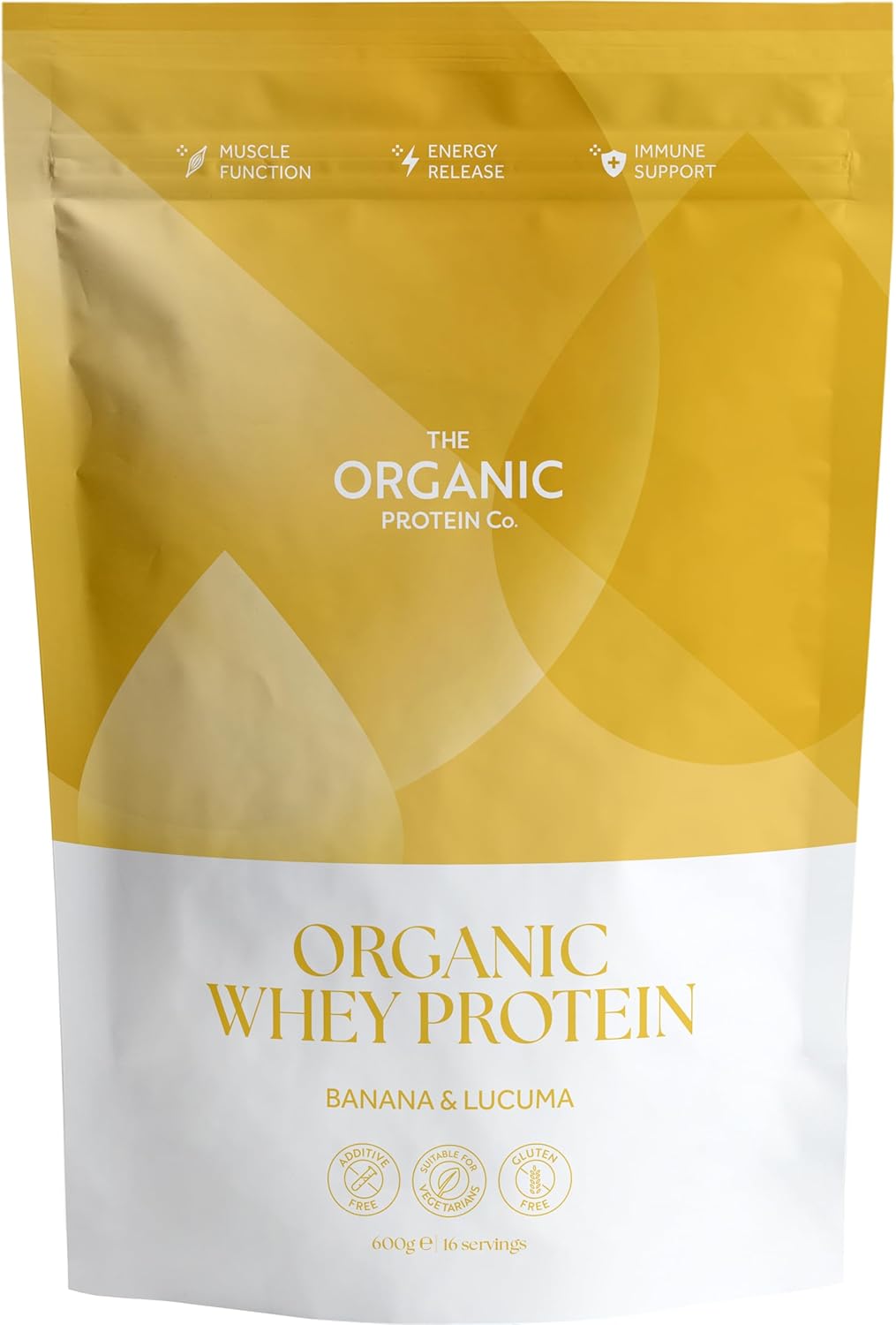 The Organic Protein Co. – Banana & Lucuma Organic Whey Protein Powder | Additive Free, Undenatured, Bioactive, Upf Free, Emulsifier Free, Primarily Grass Fed, Vegetarian, Gluten Free – 600G