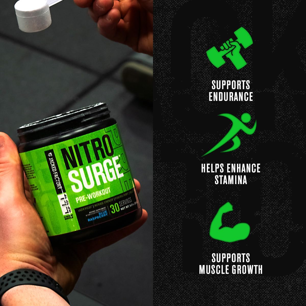 Nitrosurge Pre-Workout & Creatine Monohydrate - Pre Workout Powder With Creatine for Muscle Growth, Increased Strength, Endless Energy, Intense Pumps - Cherry Limeade Preworkout & Unflavored Creatine : Health & Household