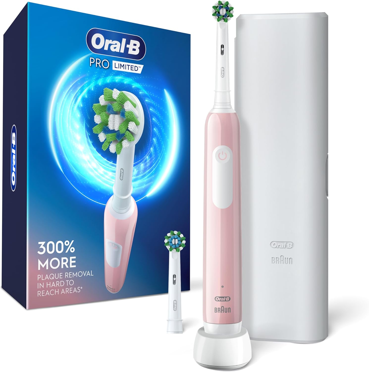 Oral-B Pro Limited Electric Toothbrush With (2) Brush Heads, Rechargeable, Pink