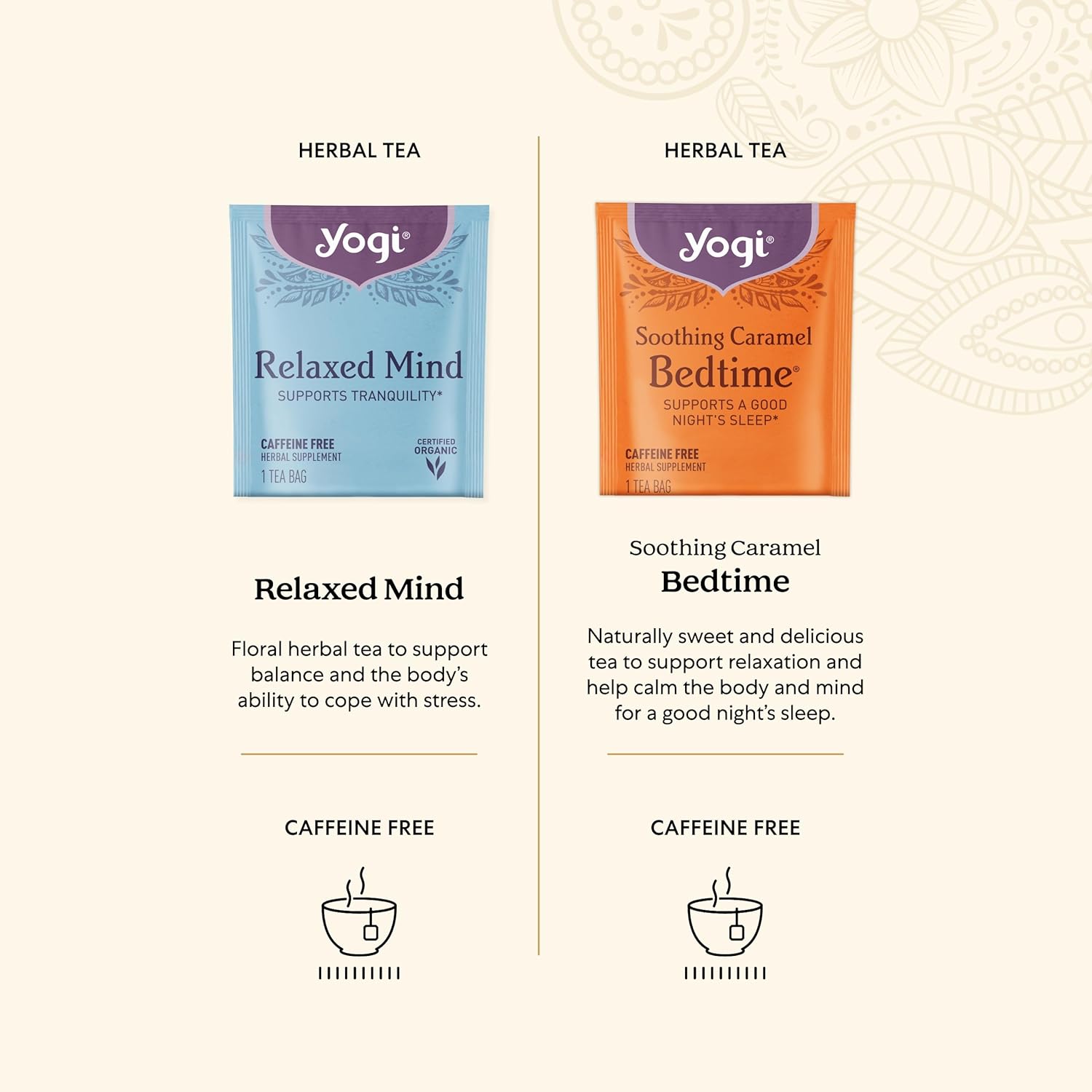 Yogi Tea Relaxation Sampler Box - 8 Favorite Herbal Teas (32 Tea Bags) - Assorted Delicious Wellness Teas - Caffeine Free - Tea Gift Set & Variety Pack Sampler