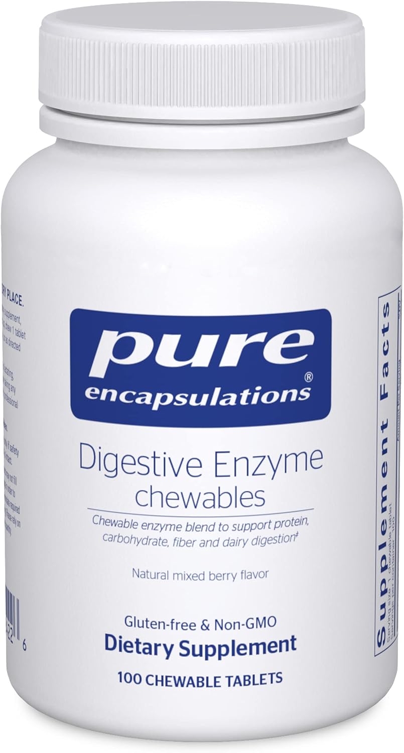 Pure Encapsulations Digestive Enzyme Chewables | Chewable Enzyme Blend To Support Protein, Carbohydrate, Fiber, And Dairy Digestion | 100 Chewable Tablets
