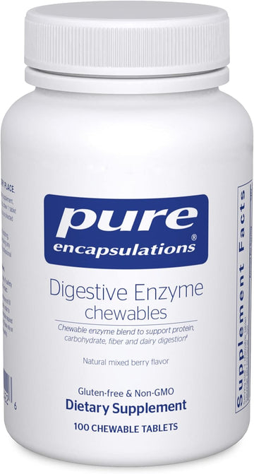 Pure Encapsulations Digestive Enzyme Chewables | Chewable Enzyme Blend To Support Protein, Carbohydrate, Fiber, And Dairy Digestion | 100 Chewable Tablets