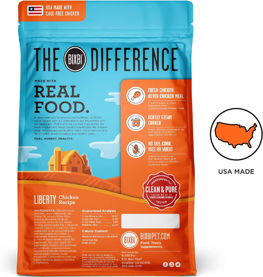 BIXBI Liberty Grain Free Dry Dog Food, Chicken Recipe, 4 lbs - Fresh Meat, No Meat Meal, No Fillers for Easy Digestion - USA Made