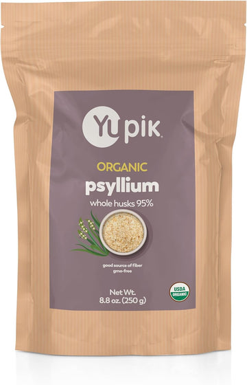 Yupik Organic Whole Husk Psyllium 95% Superfood, 8.8 Ounce, Non-Gmo, Vegan, Gluten-Free, Packaging May Vary