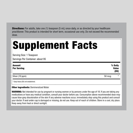 Piping Rock Collodial Silver Liquid | 16 Fl Oz | 10Ppm | Bio-Active Premium Grade | Nano Silver Technology | Non Gmo, Gluten Free Supplement