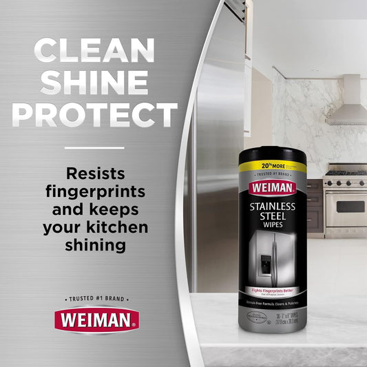 Weiman Stainless Steel Wipes and Granite Wipes (30 Count Each) - Keep Appliances Shining Bright and Protect Countertops with the pH Neutral Formula