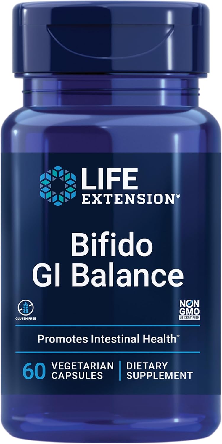 Life Extension Bifido Gi Balance - Probiotics Bifidobacterium Longum Bb536 (2 Billion Cfu) Supplement – Support Healthy Gut & Digestive Health – Gluten-Free, Vegetarian – 60 Capsules