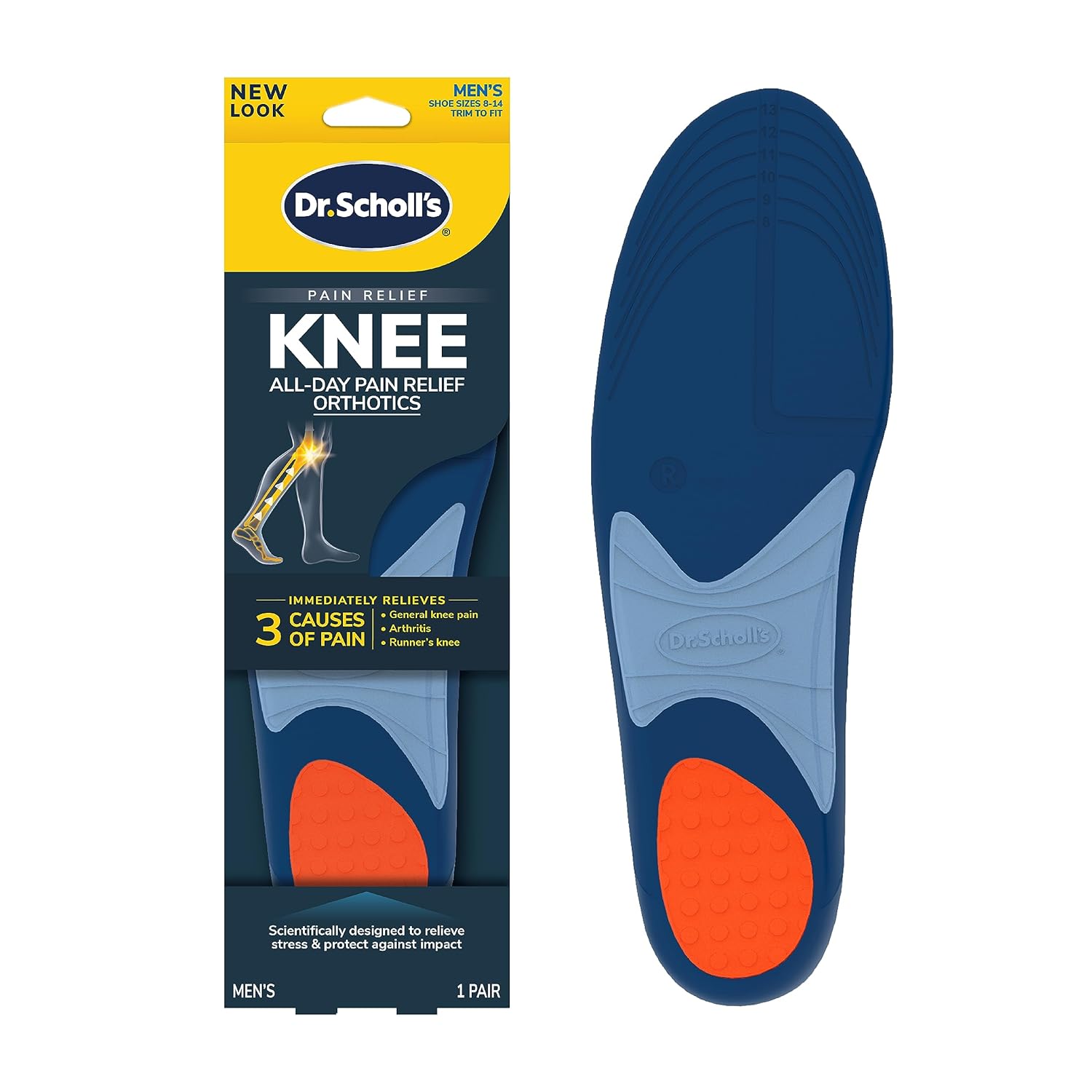 Dr. Scholl's Knee Pain Orthotics for Men Shoe Size 8-14