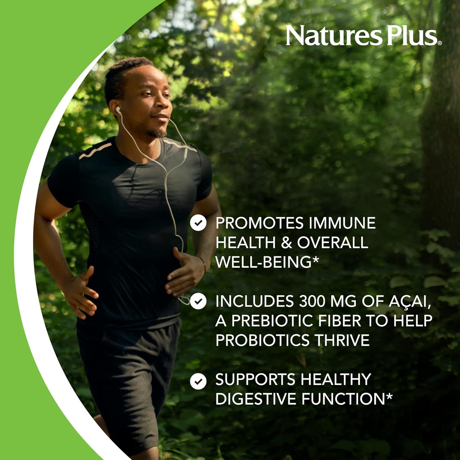 Natures Plus Ultra Probiotics - Maximum Strength Digestive Supplement - Total Body & Gut Health - Intestinal & Colonic Probiotics & Prebiotic Acai - 30 Vegetarian Capsules (30 Servings)