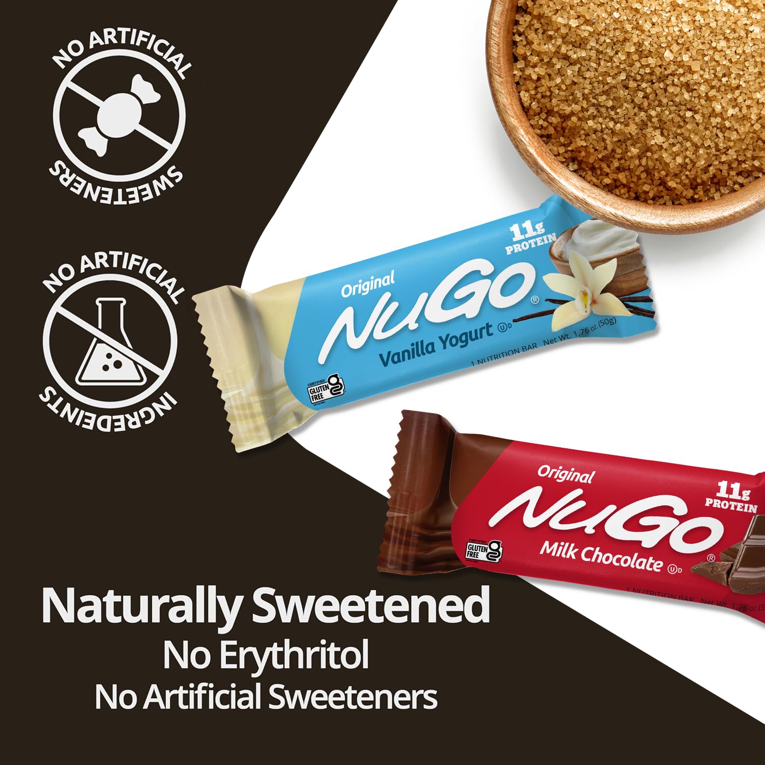 NuGo Original Variety, Vanilla Yogurt 15 bars & NEW! Churro 15 bars, 11g Protein, Gluten Free, 30 Count