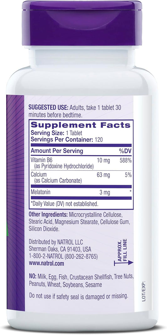 Natrol Melatonin 3 Mg, Dietary Supplement For Restful Sleep, Sleep Supplements For Adults, 120 Melatonin Tablets, 120 Day Supply