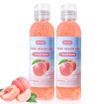 2 PCS Yoni Wash, Natural Feminine Wash Vaginal Wash for Women Ph Balance, Yoni Body Wash for Intimate Moisturizing Remove Odor Deodorant, Peach Scent