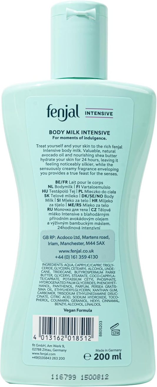 Fenjal Intensive Body Milk, Silky Soft Skin, Rejuvenating Body And Mind, Bergamot & Vanilla, 200 Ml