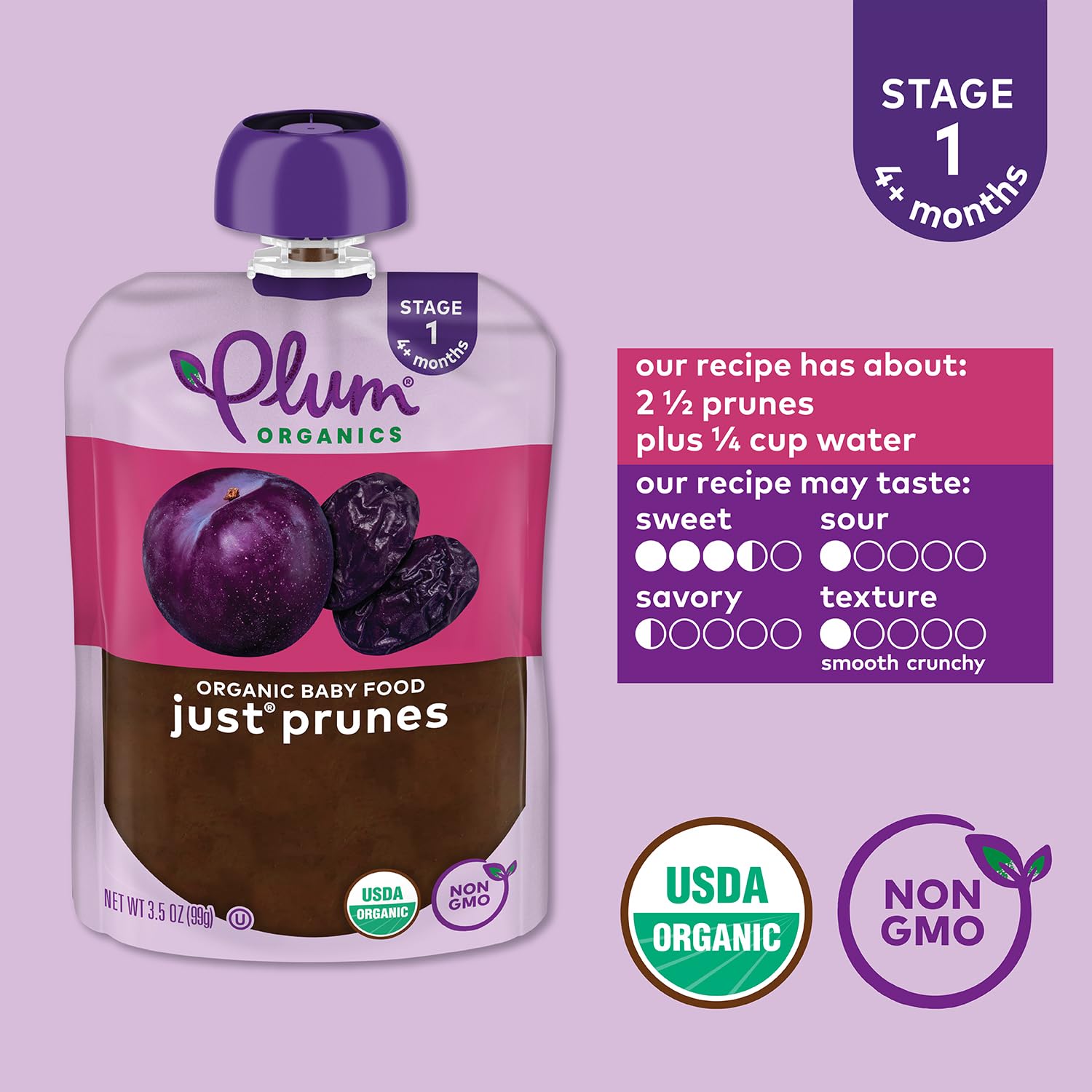 Plum Organics Just Prunes, 3.5 Oz (1 Pack) Packaging May Vary : Everything Else