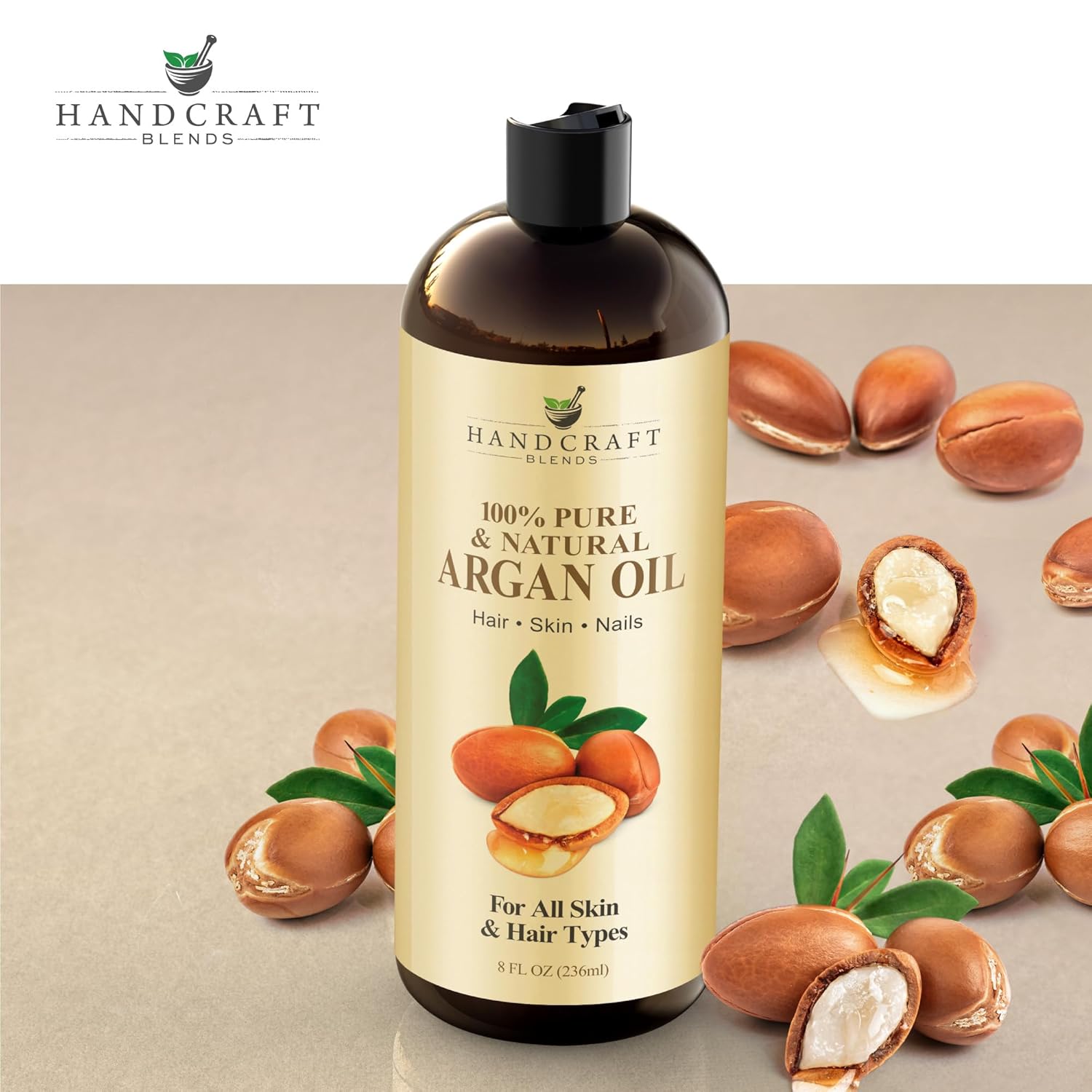 Handcraft Blends Moroccan Argan Oil - 8 Fl Oz - 100% Pure And Natural - Premium Grade Carrier Oil For Skin And Hair - Hair And Body - Massage - Cold-Pressed : Health & Household