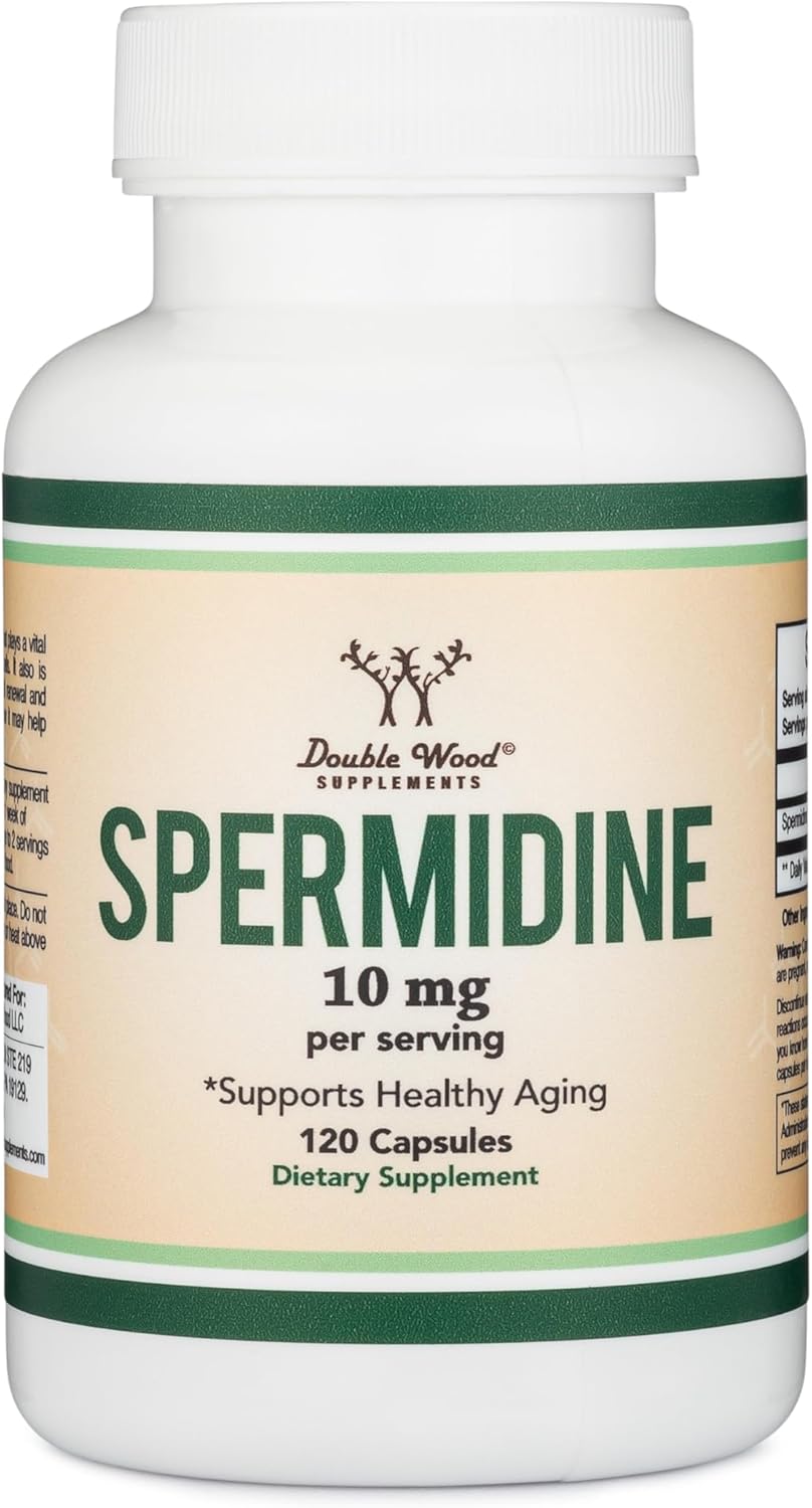 Spermidine Supplement (10mg of 99% Spermidine 3HCL - Third Party Tested) 120 Capsules - Over 100x More Potent Than Wheat Germ Extract for Cell Membrane, Telomere Health and Aging by Double Wood : Health & Household