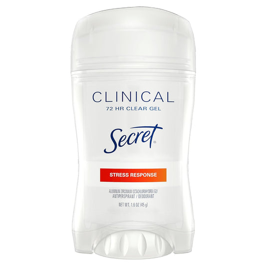 Secret Clinical Strength Antiperspirant Deodorant For Women, Stress Response Clear Gel, 1.6 Oz (Pack Of 3)