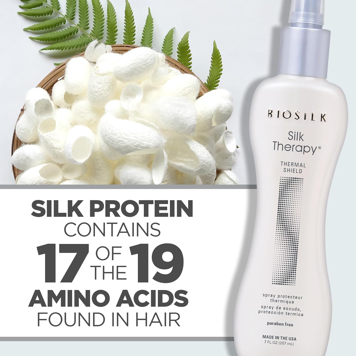 Biosilk Silk Therapy Thermal Shield Protection Spray, Helps Shield Hair From Thermal Damage & Hold Styles, Sulfate, Paraben, & Cruelty-Free, 7 Oz : Beauty & Personal Care